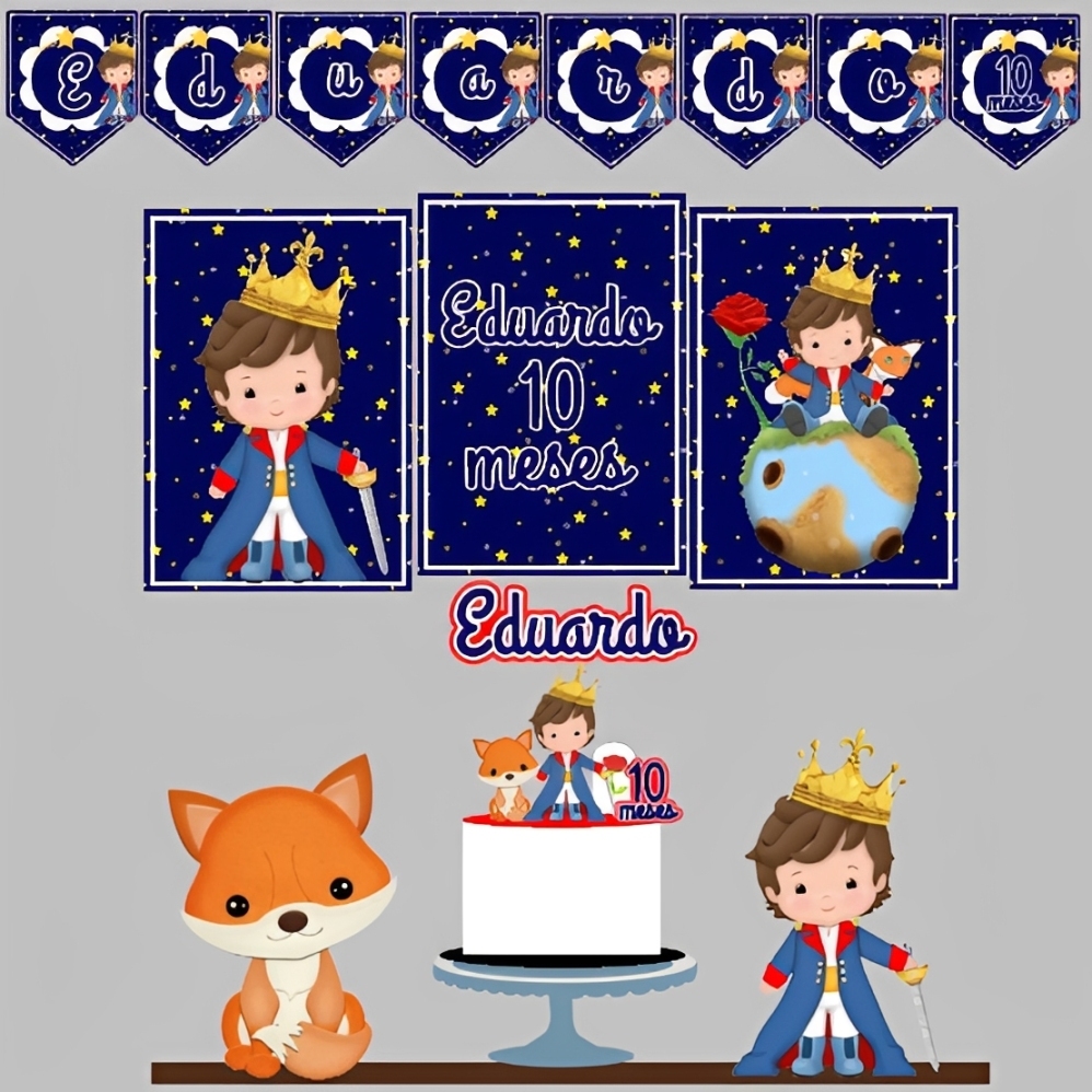 Kit Só um Bolinho Tema Pequeno Príncipe  Personalizado | Decoração Mesversário e Aniversário