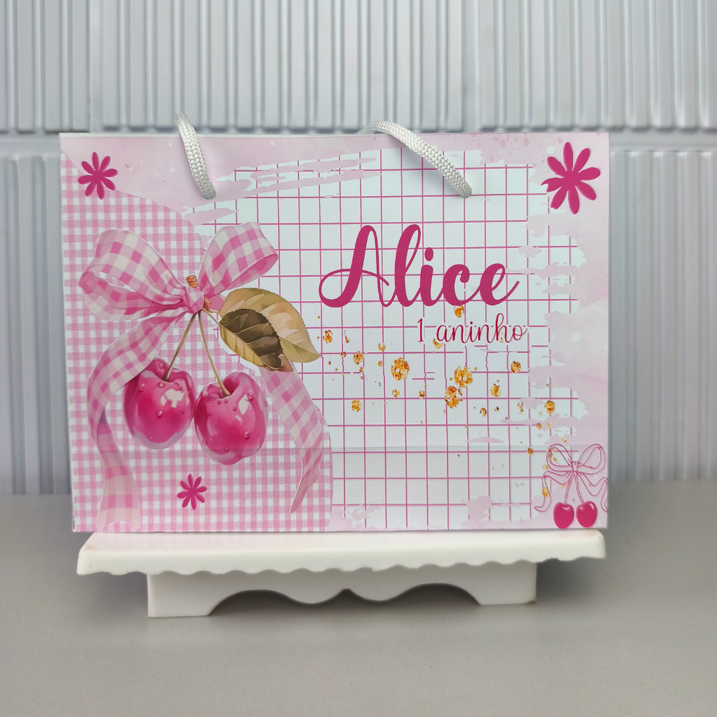 SACOLINHA PERSONALIZADA PEGUE E MONTE CEREJINHA Lembrancinha Festa infantil sacolinha surpresa