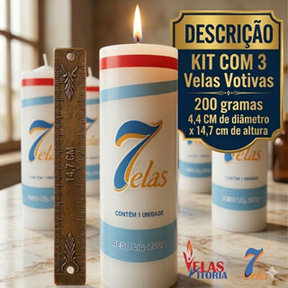 Kit c/ 3 Velas Votiva 200 g Branca ou Colorida Parafina Pura em Oferta na Shopee