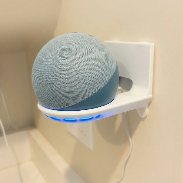Suporte de Parede Fixado com Fita Dupla Face Premium para Alexa Echo Dot 4ª e 5ª Geração