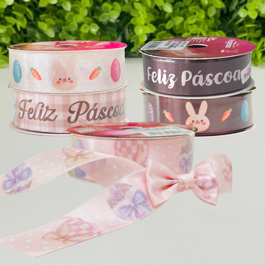Fita De Cetim 10 Metros Feliz Páscoa Ovos Coelhinhos Colorido Laços Presentes ECF005TR Progresso em Oferta na Shopee
