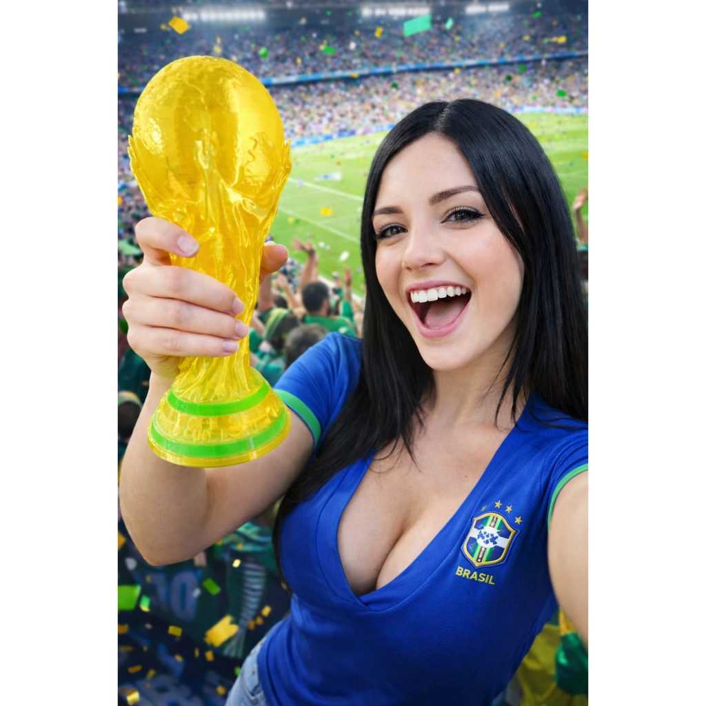 Taça Copa do Mundo Futebol 2026 FIFA Comemoração Hexa Brasil Troféu Enfeite Mesa Gamer