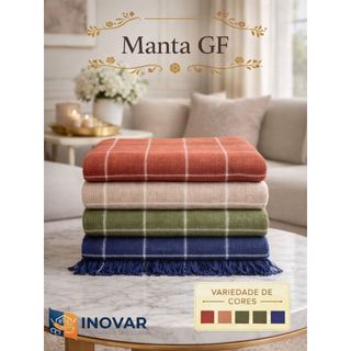 Manta de Sofá Algodão Xadrez Grid 2,40m X 1,80m Decoraçao Cama Poltrona
