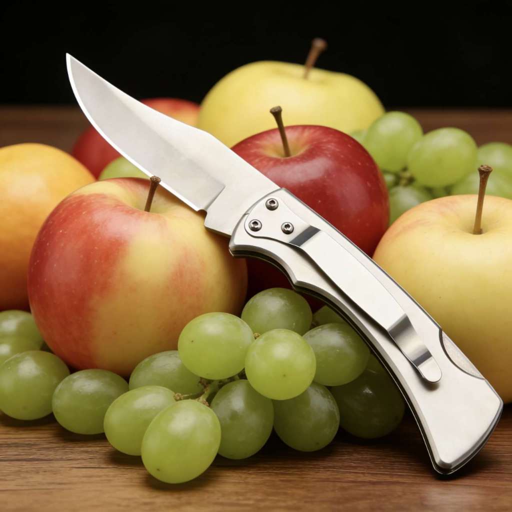 Faca de Frutas Aço Inox com Clipe de Bolso Portátil Camping Churrasco Cozinha