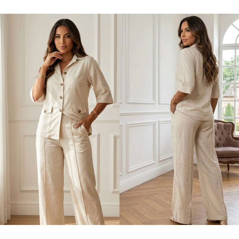 Conjunto calça e blazer de linho!