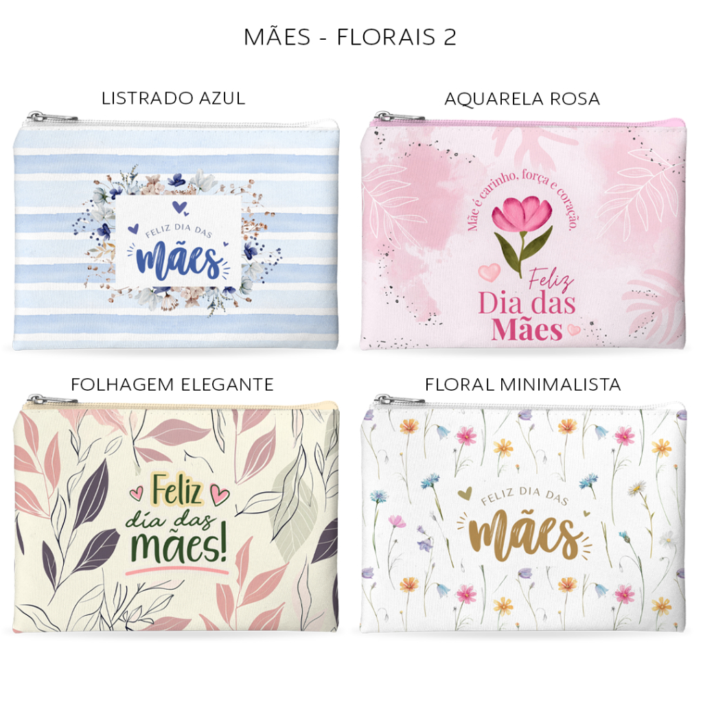 Kit 5 a 20 Necessaires Personalizadas Slim Dia Das Mães Floral 2  - Lembrancinhas Nome ou Logo