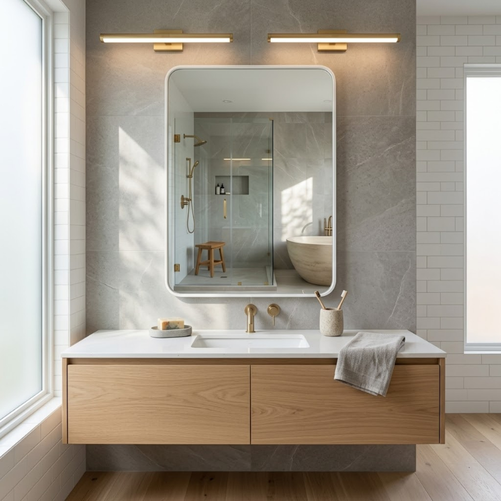 Imagem Espelho Retangular Lopazzi Retrô Com Moldura em Alumínio 70cmX50cm Para Sala Quarto Banheiro