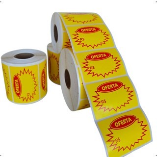 500 ETIQUETA ADESIVA DE OFERTA SPLASH PARA PREÇO - PROMOÇÃO 60X40mm COR AMARELA