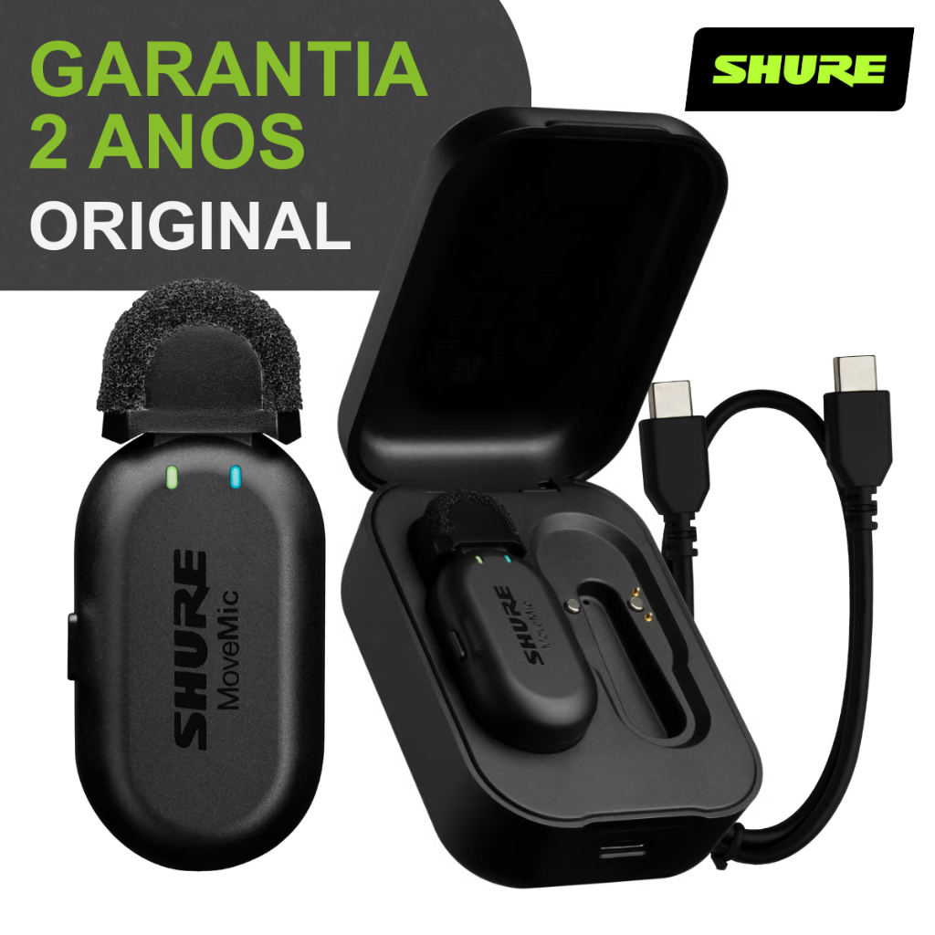 Microfone de Lapela Sem Fio Microfone Sem Fio Profissional Microfone Shure Original Movemic One
