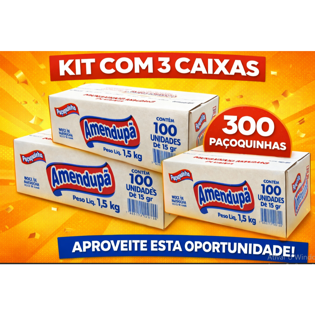 Paçoquinha Paçoca Rolha Amendupã Caixa ou Pote (50,100, 200 ou 300 Unidades)