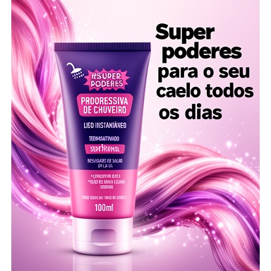 Progressiva de Chuveiro Super Poderes 100ml 🌸 Alinhamento Capilar | Brilho e Maciez em Oferta na Shopee