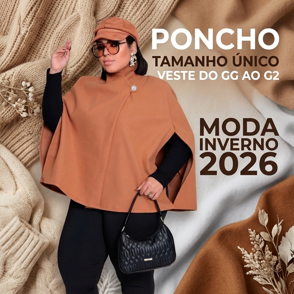 Poncho Feminino Inverno Plus Size Quentinho Elegante | Capa Feminina Moda Inverno em Oferta na Shopee
