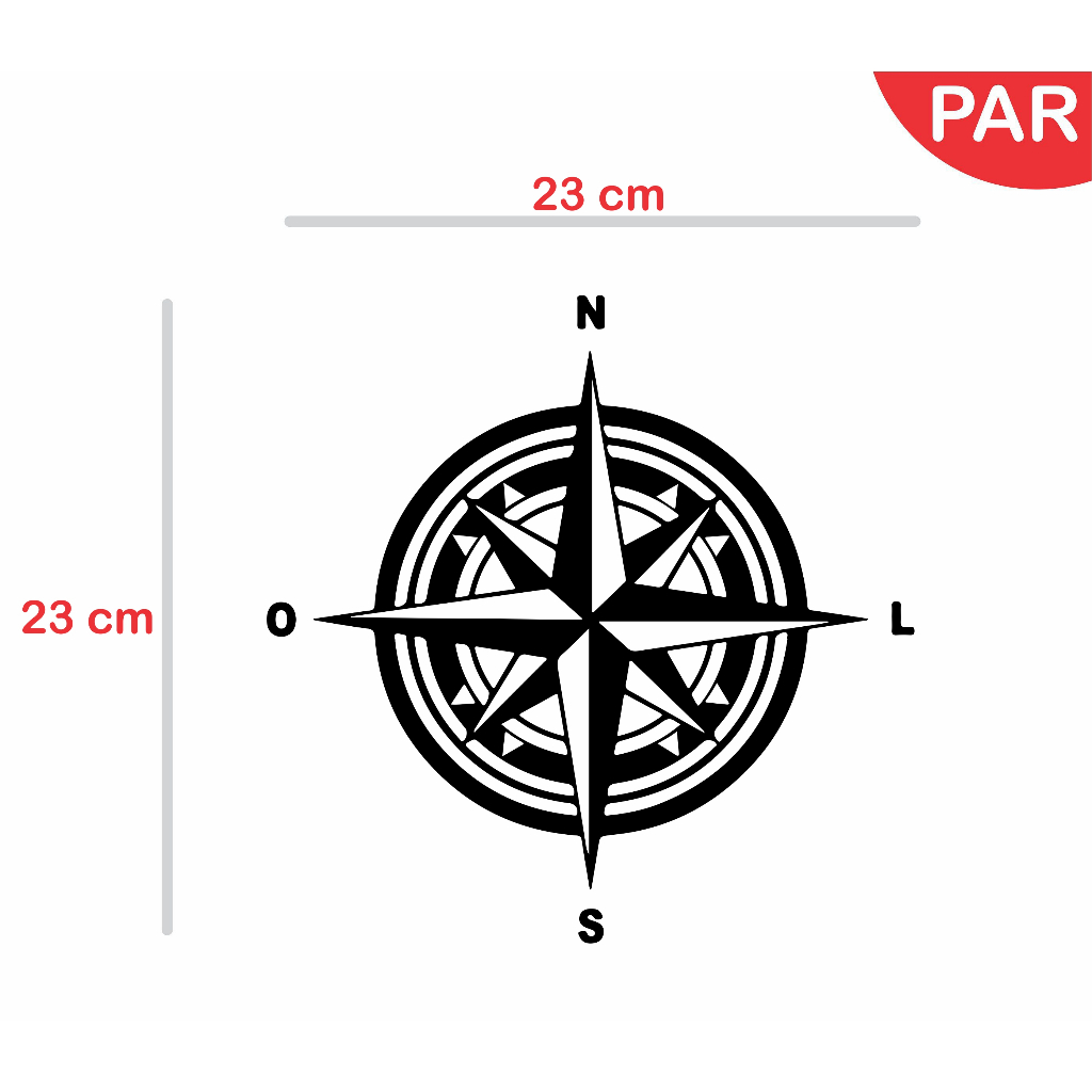 Par Adesivos Bússola Rosa Dos Ventos Jeep Renegade Troller - 23cm / 16cm