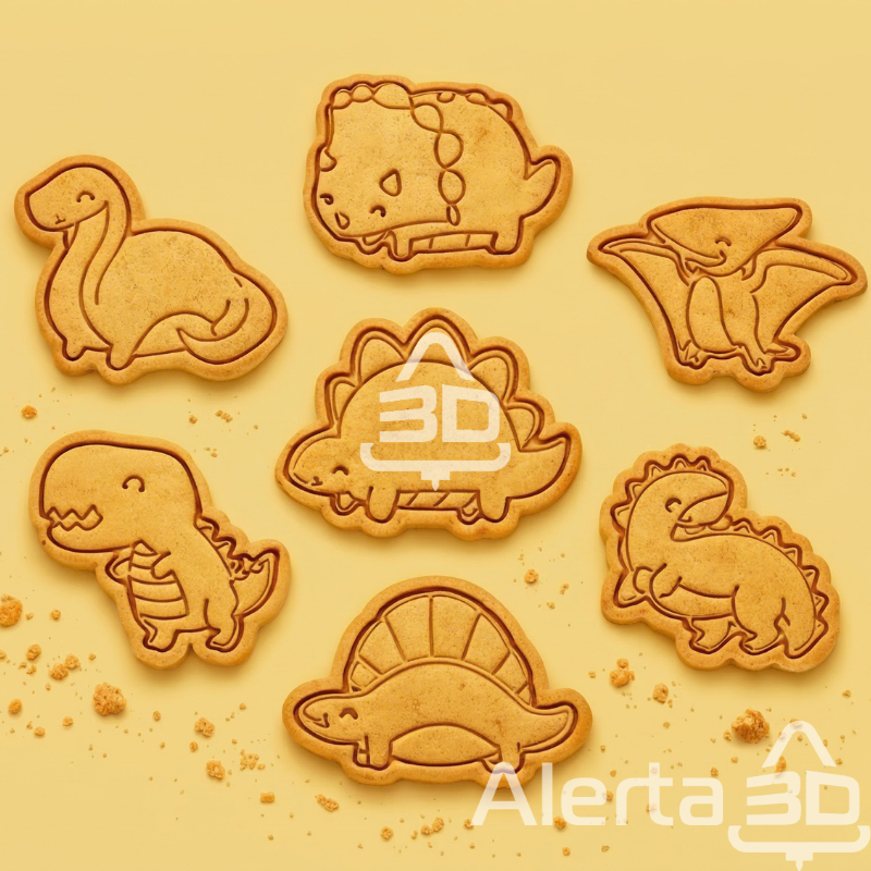 Kit de cortadores e marcadores de biscoito/massinha  de modelar - Dinossauros em Oferta na Shopee