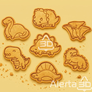 Kit de cortadores e marcadores de biscoito/massinha  de modelar - Dinossauros em Oferta na Shopee