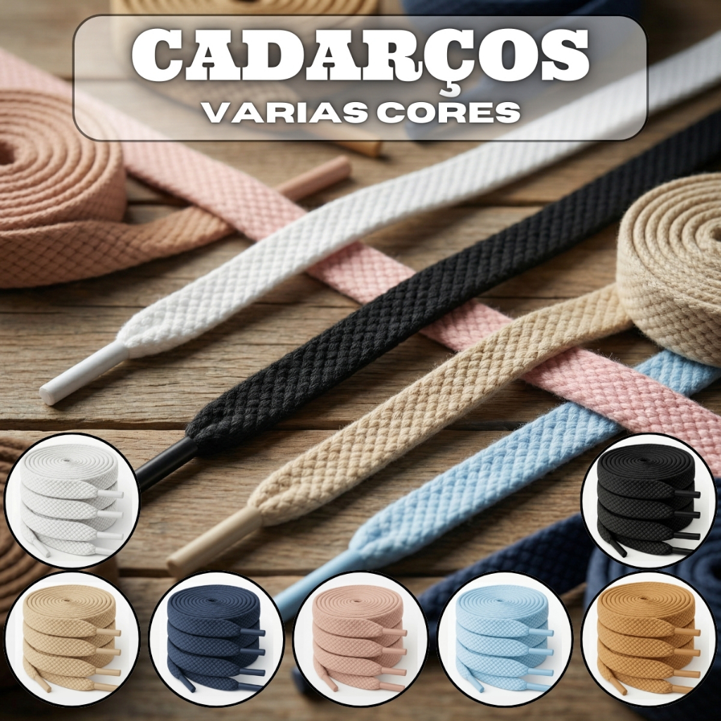 Kit 2 Pares Cadarço Achatado Para Tênis Várias Cores – Design Moderno e Envio Rápido