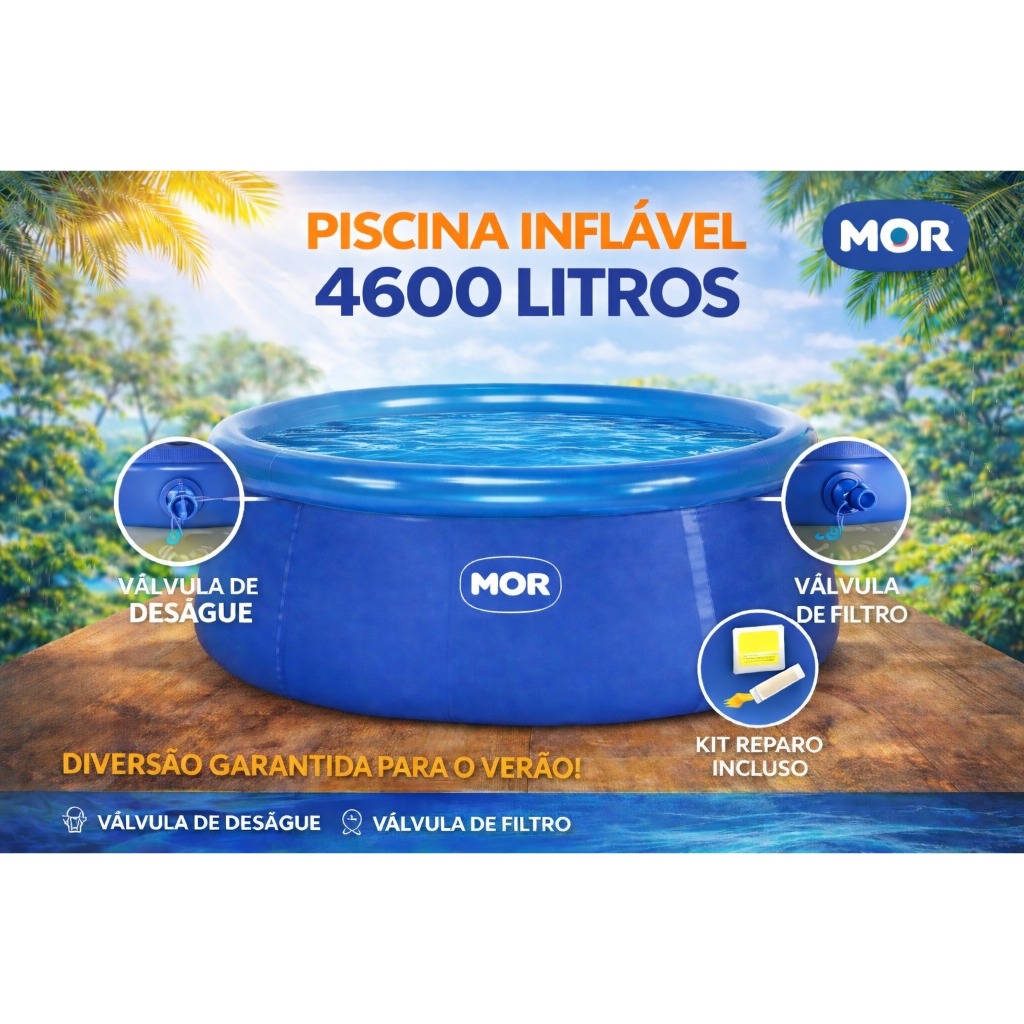 Piscina Redonda Inflável 4600 Litros Mor