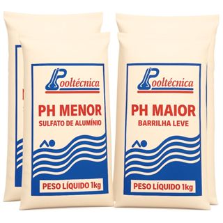Kit Piscina 2 Un Barrilha Leve Eleva o Ph + 2 Un Sulfato de Alumínio Diminui Ph Decantador Impurezas em Oferta na Shopee