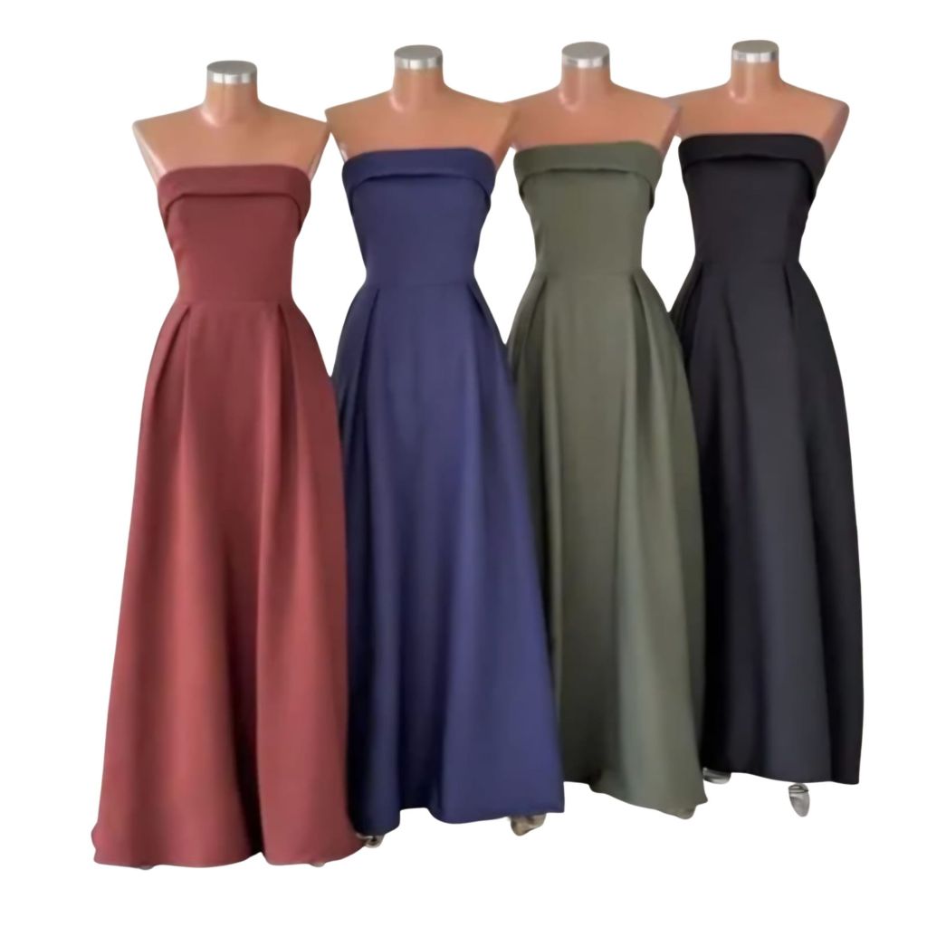 Vestido Longo Feminino – Alfaiataria, Tomara-que-Caia, Versátil Casual / Festa