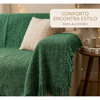 Manta Para Sofá ou Cama Luxo Gigante 210x120 Tipo Capa de Sofá Protetora 100% Algodão Decorativa em Oferta na Shopee