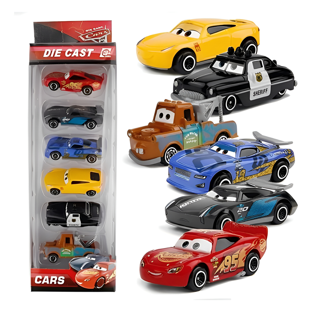 Kit 6 Carrinhos Metal Carros 3 O Filme - Relâmpago Mcqueen Kit 6 Carrinhos