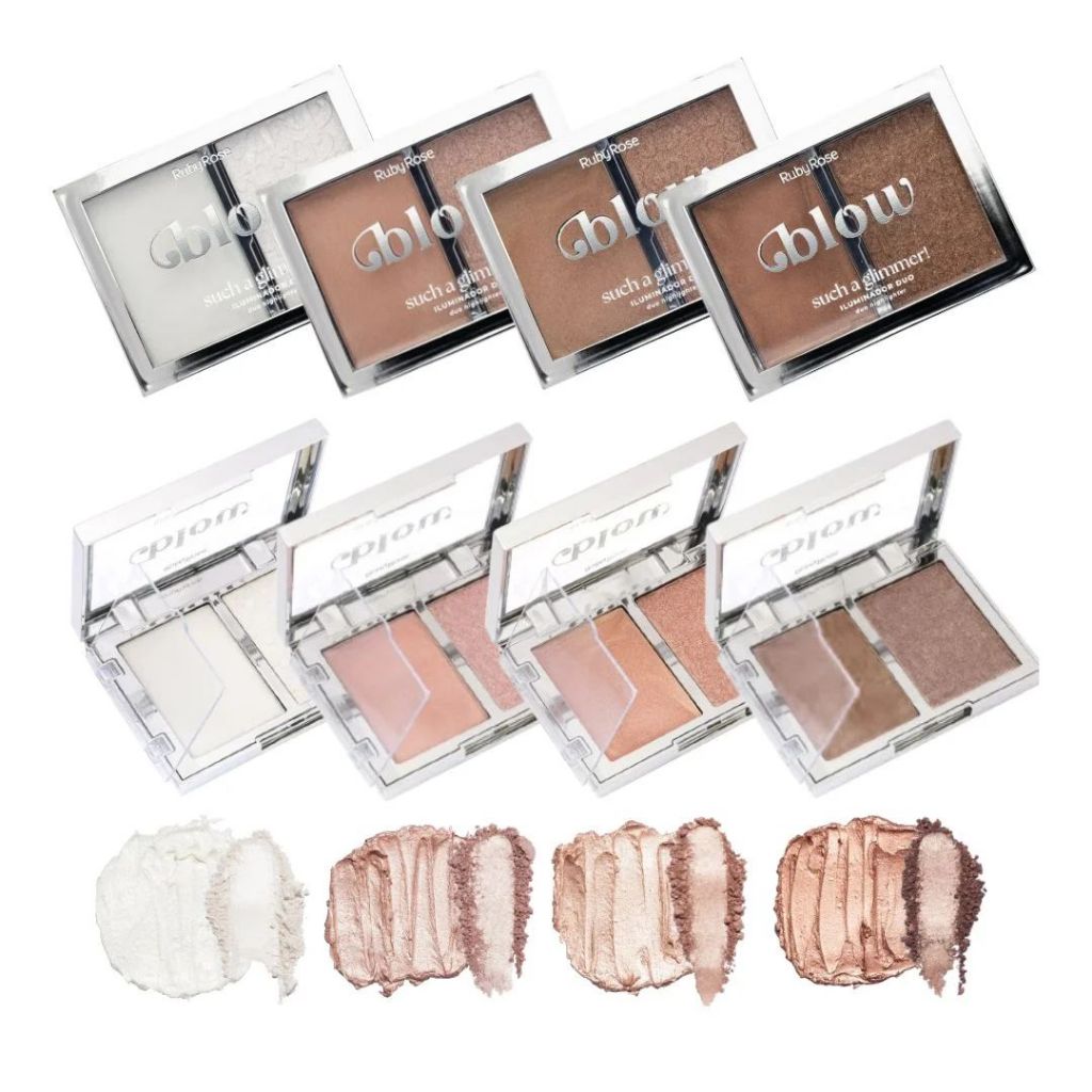 Iluminador Duo Such A Glimmer Ruby Rose Glow Facial Creme + Pó Alta Fixação em Oferta na Shopee