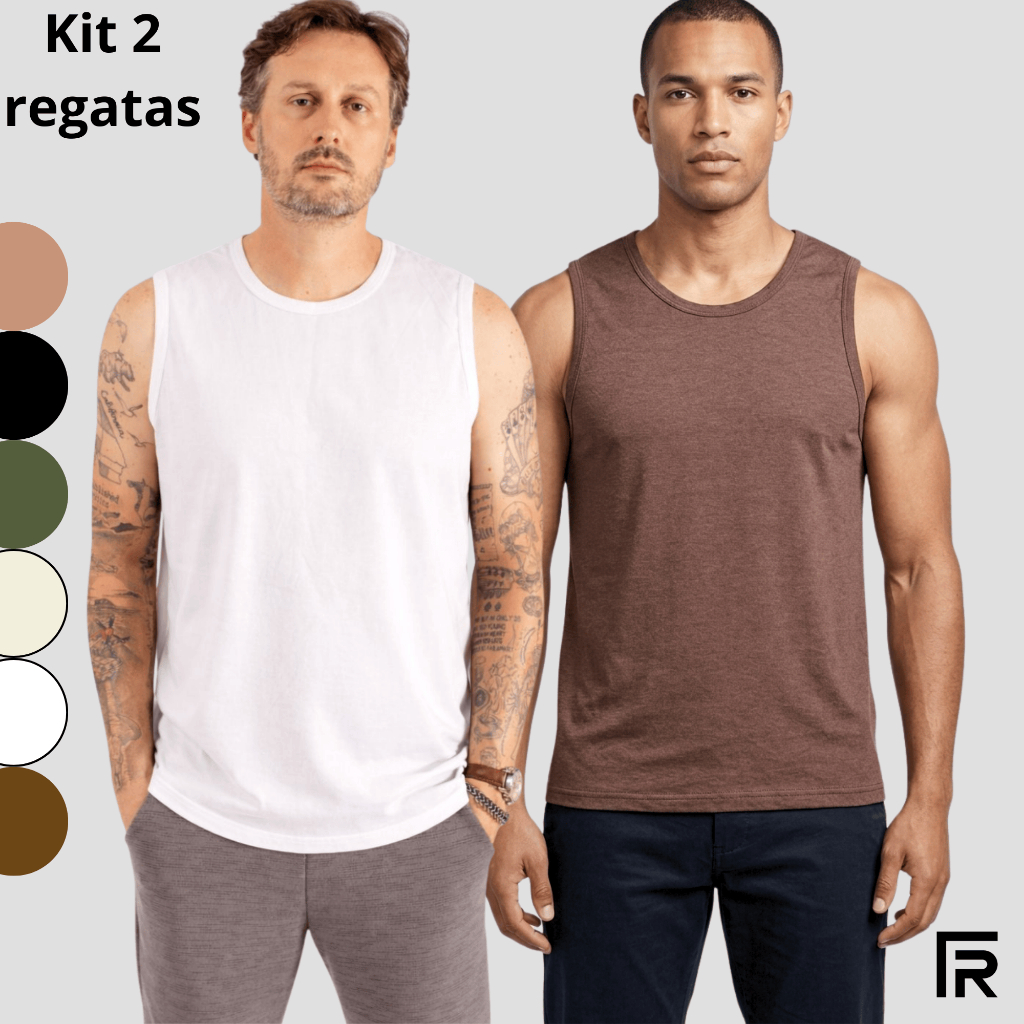 Kit 2 Regata Masculina Academia Machão Premium Academia Treino P Até GG 505292-K2-C1