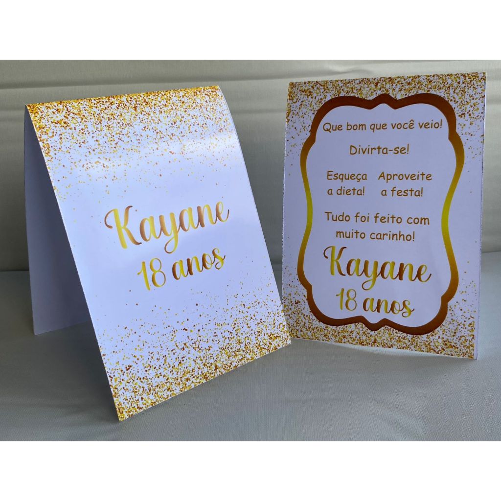 Plaquinha de agradecimento Branco com Dourado Personalizado com Nome |Festa Infantil Chá Aniversário Decoração