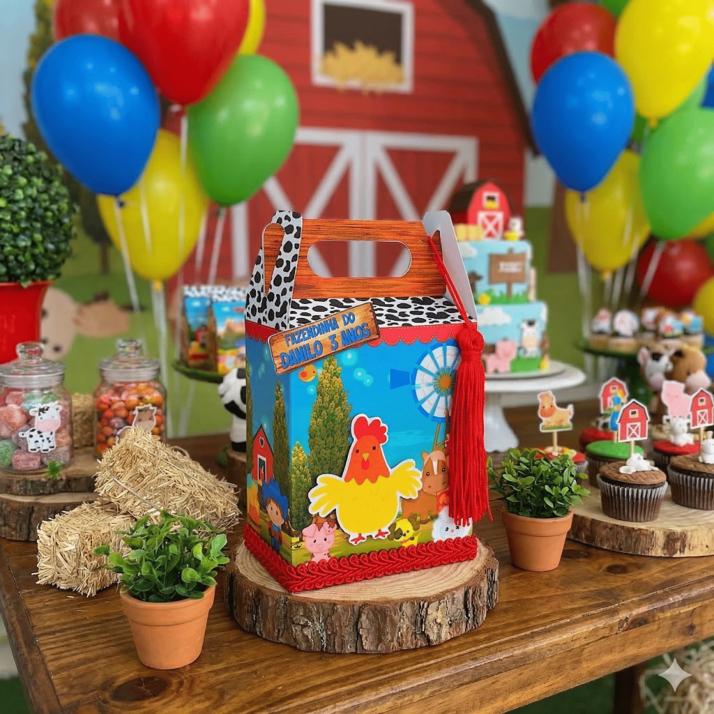 Lembrancinha Fazendinha Personalizada Aniversário Infantil Caixinha Maletinha Mala Personalizados