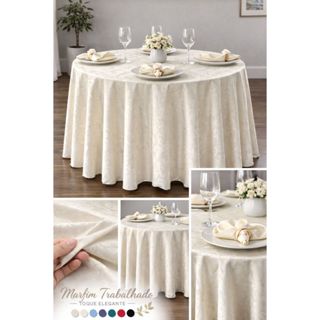 Toalha de Mesa Redonda 2,80m Jacquard Luxo Festa Casamento Buffet Decoração 8 Lugares em Oferta na Shopee