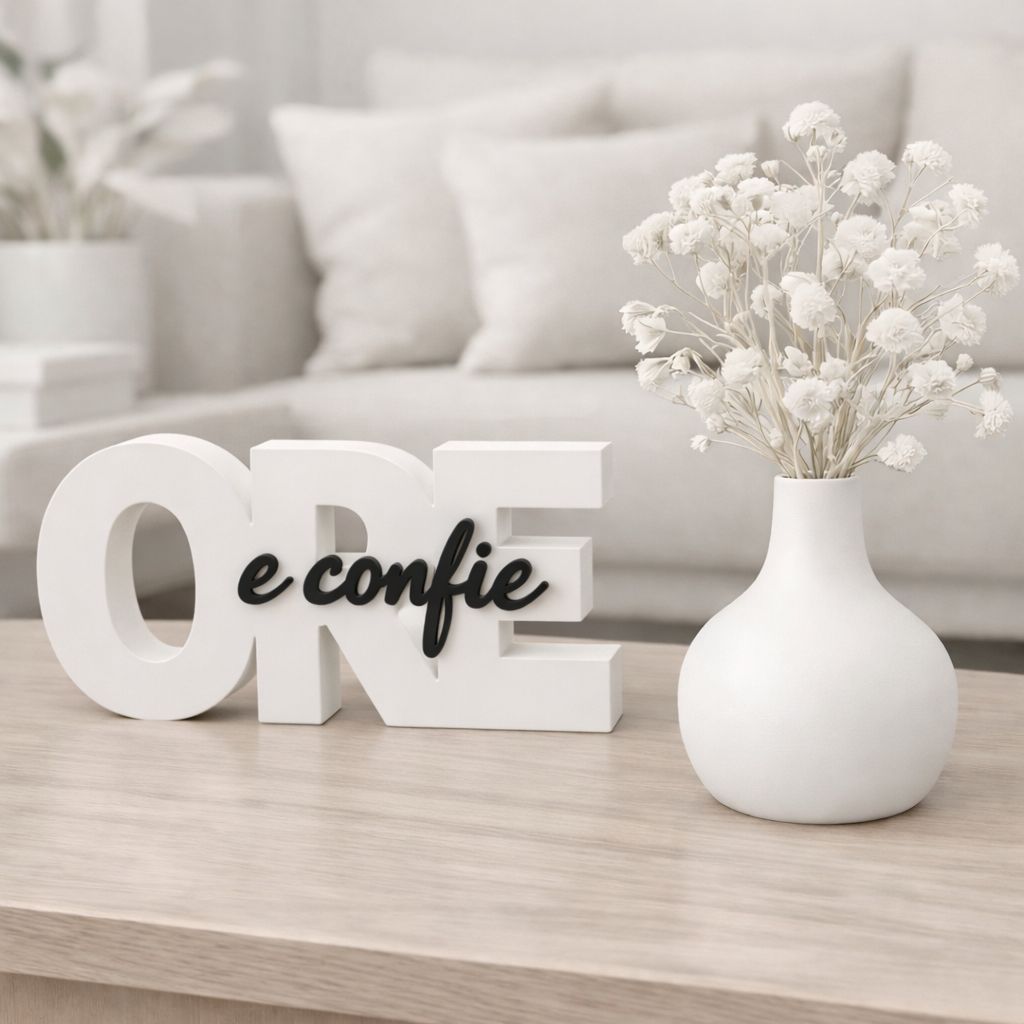 Kit Vaso e Escultura Ore e Confie Religioso Decorativa Enfeite Moderno para Casa, Sala e Escritório
