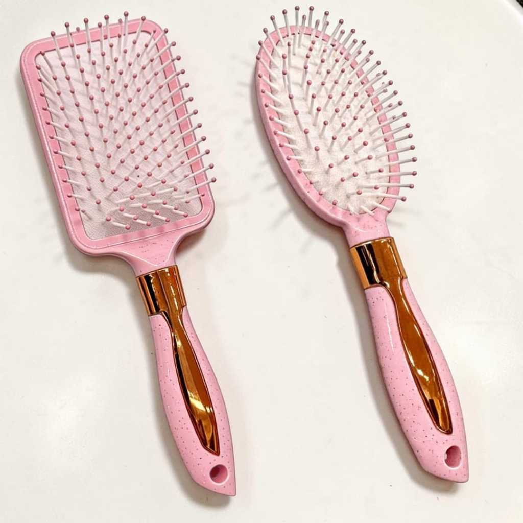 Escova De Cabelo Pente Magico rosa modelo raquete e oval cerdas macias De Silicone Pente almofadado