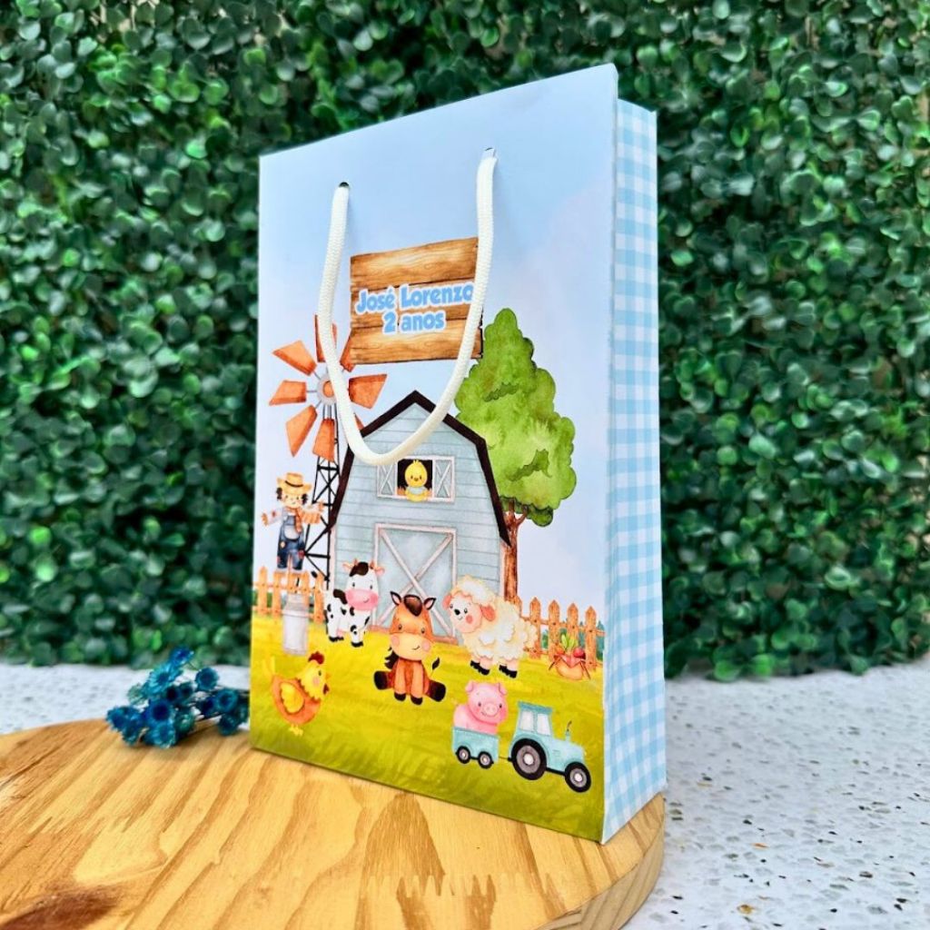 Sacolinha Personalizada Fazendinha Azul Fazendinha Menino Lembrancinha Aniversário
