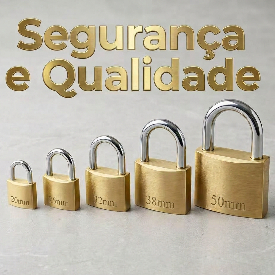 Kit De Cadeado Com 3 Chaves Diversos Tamanhos 20x25x32x38x50mm Alta Qualidade E Segurança
