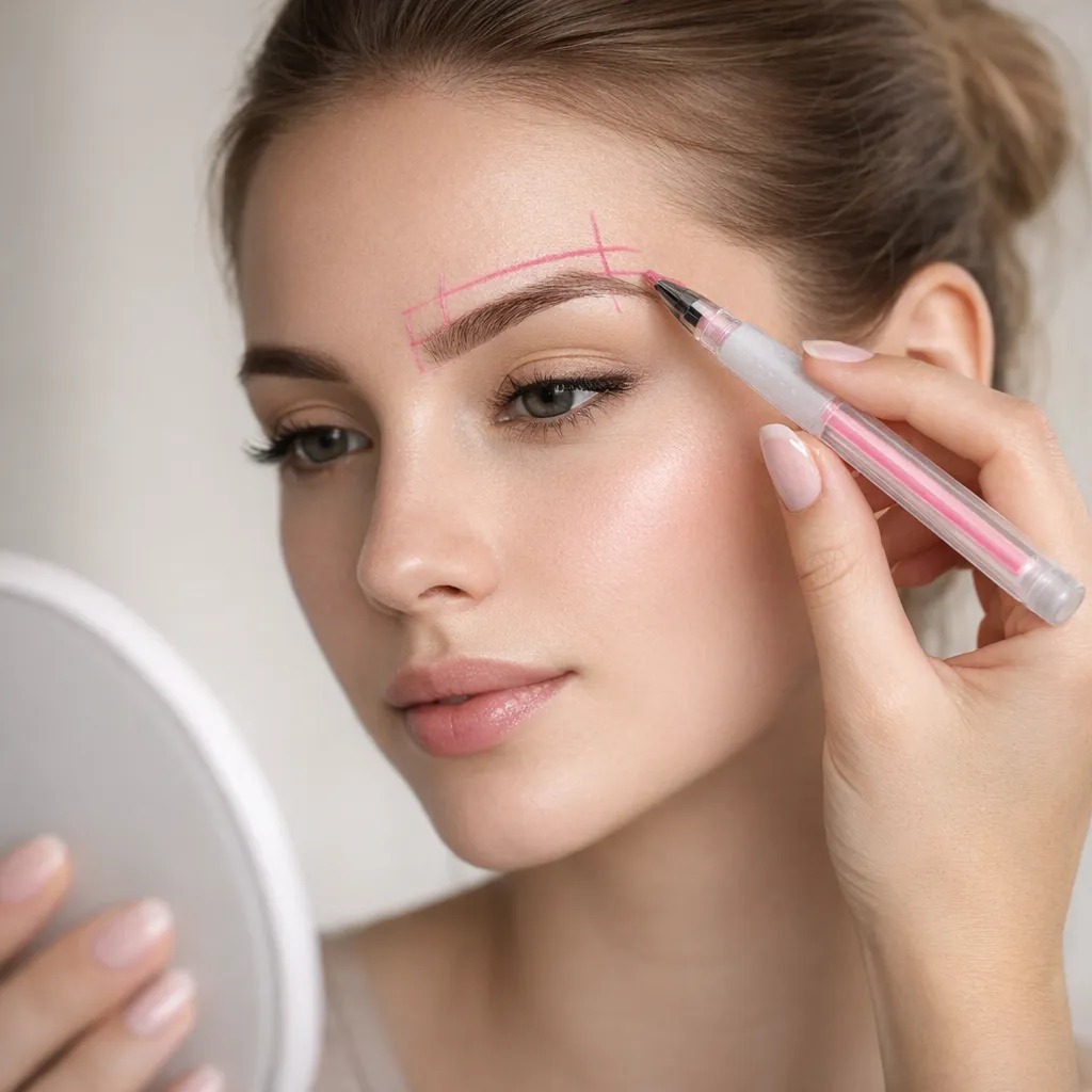 Caneta Gel Rosa Marcação Sobrancelha Profissional Designer Micropigmentação Henna Microblading Alta Precisão