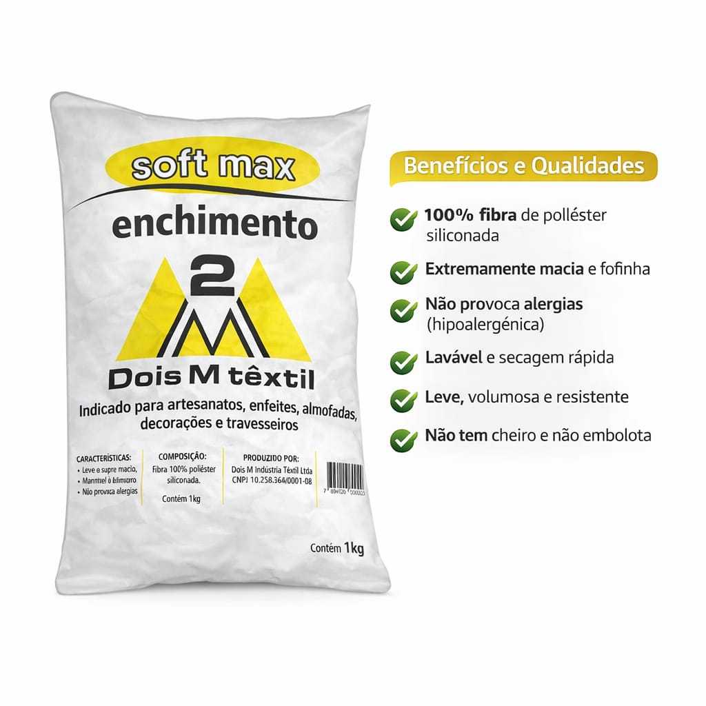 Fibra Siliconada Enchimento Super Macio Travesseiros Almofadas Bonecas Resistente 2M SoftMax