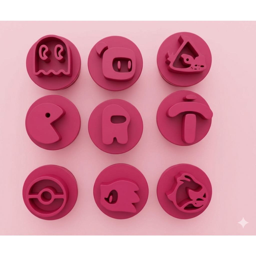 Kit 9 Carimbo Marcador GAMER SONIC PAC MAN ANGRY BIRDS MINECRAFT POKEMON BOMBERMAN
