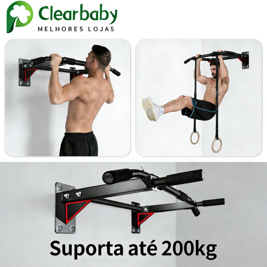 Barra de fixação na parede para barra fixa suporta até 200kg em aço carbono estável e durável 95cm