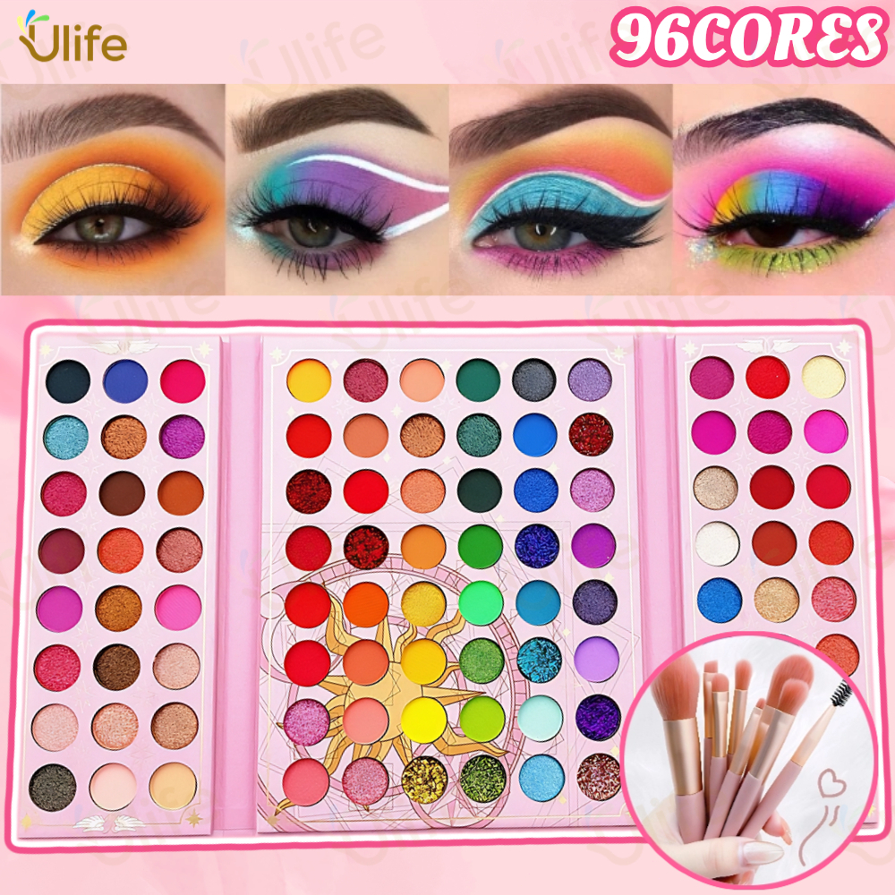 Paleta de Sombras de Olhos em 96 Cores Perolada / Fosca / Com Brilho / Longa Duração-UF em Oferta na Shopee