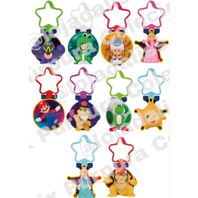 Coleção Super Mario Galaxy Chaveiros McDonald's Luigi Peach Toad Rosalina Luma Março 2026