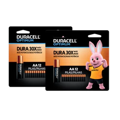 Kit Duracell Com 24 Pilhas Optimum AA Pequena