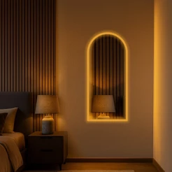 Espelho Orgânico E13 90X40Cm Janela Led Jateado Borda Infinita Bivolt AMARELO BRANCO FRIO Decorativo Multiuso