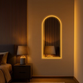 Espelho Orgânico E13 90X40Cm Janela Led Jateado Borda Infinita Bivolt AMARELO BRANCO FRIO Decorativo Multiuso