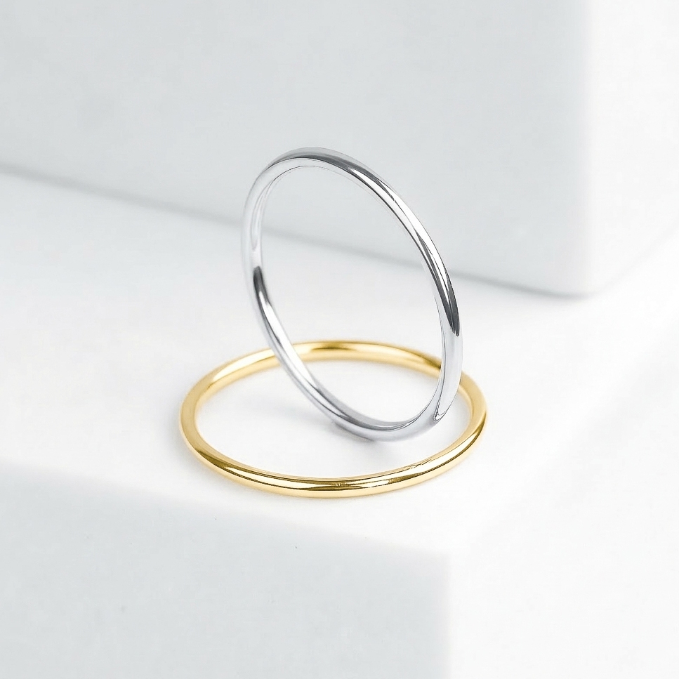 Anel Aliança Fina de Fio Liso Unissex Compromisso Noivado Namoro Banhado a Ouro 18k ou Prata em Oferta na Shopee