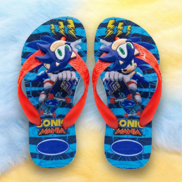 Chinelo do Sonic Aranha Patrulha Canina Personagem Infantil