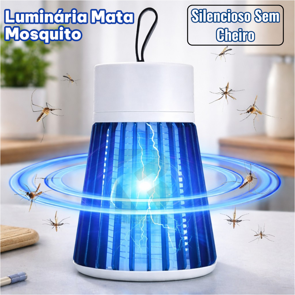 Luminária Mata Mosquito Elétrica Repelente LED Luz Ultravioleta USB Recarregável Armadilha Para Insetos