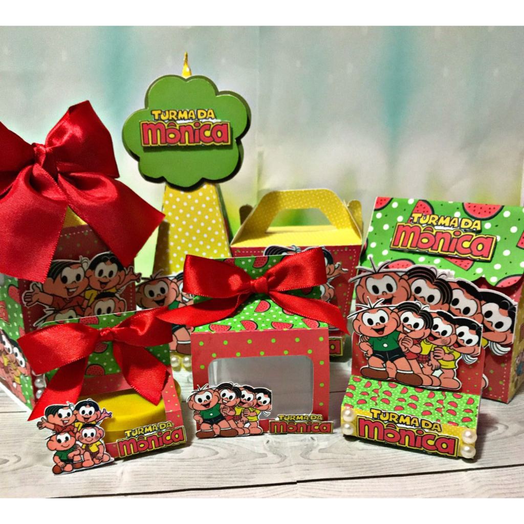 PEGUE E MONTE LEMBRANCINHAS - KIT FESTA CAIXINHAS PERSONALIZADAS - TEMA TURMA DA MÔNICA