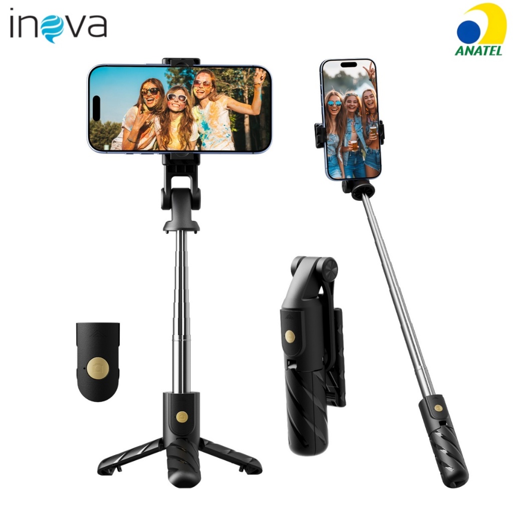 INOVA Tripé Selfie para Celular com Controle Sem Fio – Selfie Stick Ajustável para Fotos e Vídeos