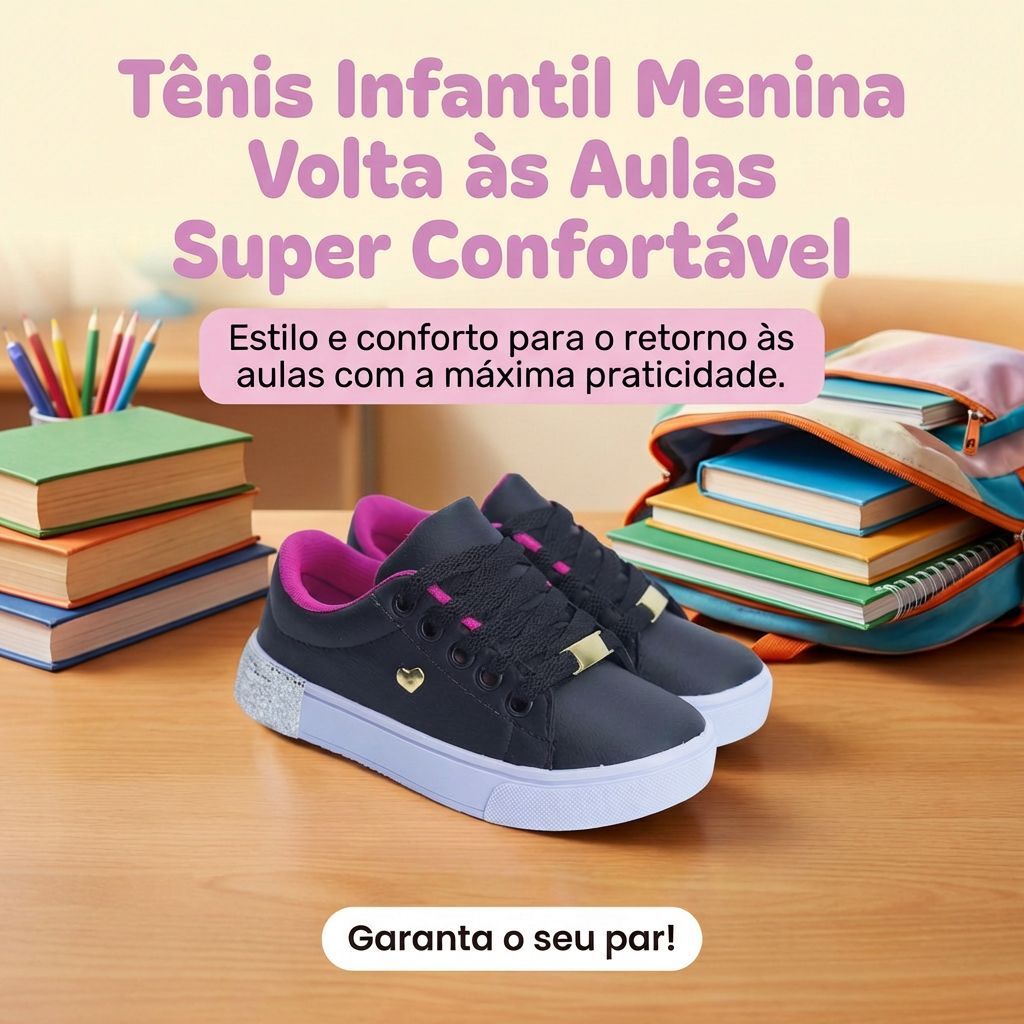 Tênis Infantil Menina Escolar | Lindo Com Solado Glitter e Confortável Do 25 ao 36 | GARANTA JÁ! em Oferta na Shopee