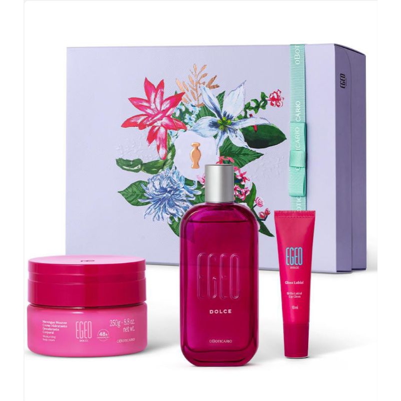 Kit Presente Egeo Dolce O Boticário Feminino Original (3 Itens) - Perfume + Hidratante + Lip Balm